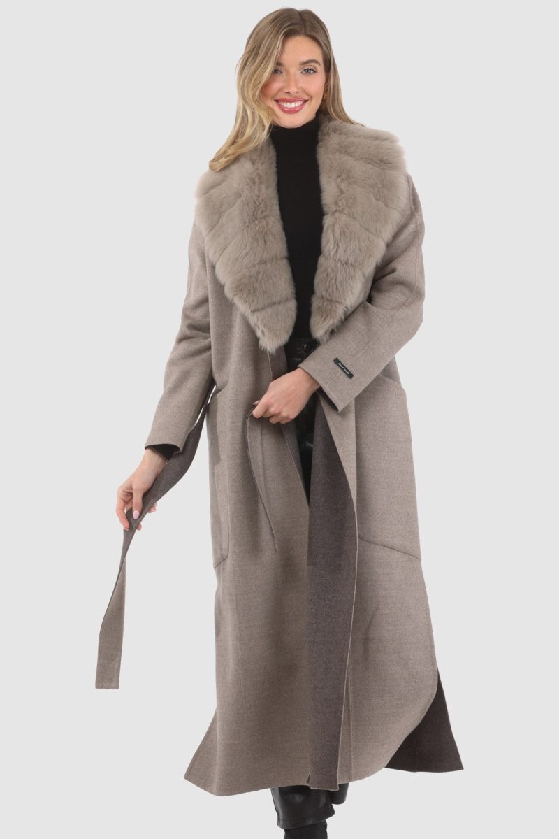 gorski double face loro piana cashmere wool coat with detachable merinillo shearling lamb collar belt shop6 25pu109403269