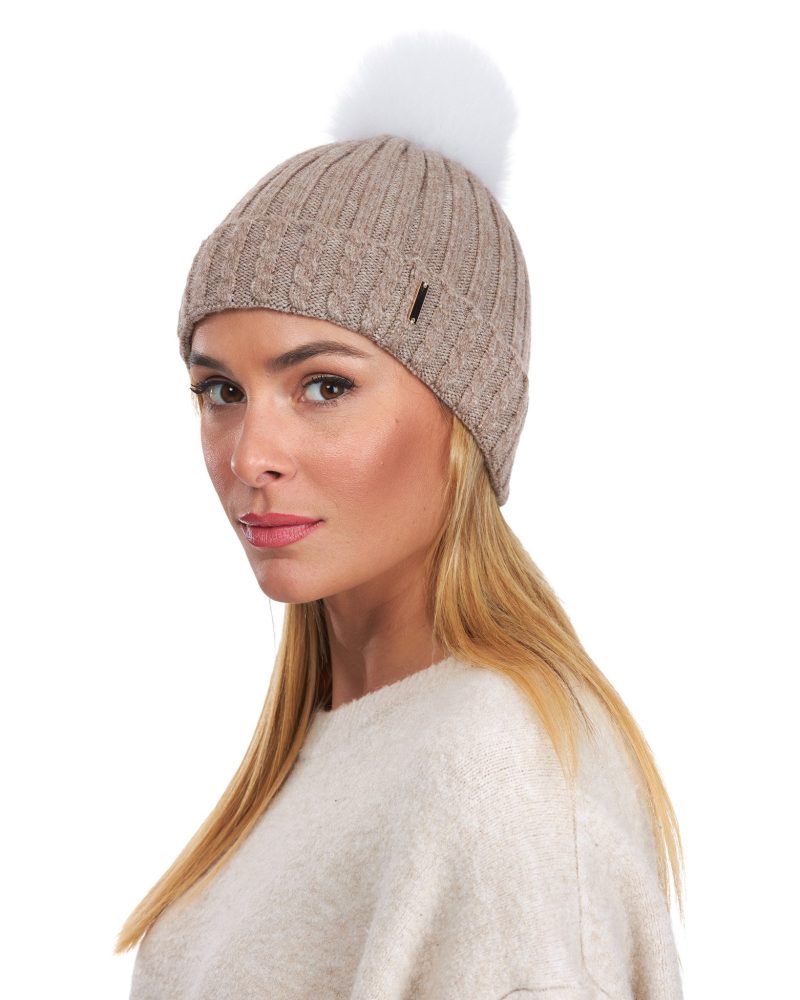 gorski knit hat with fox pompom shop1 21bt872001833