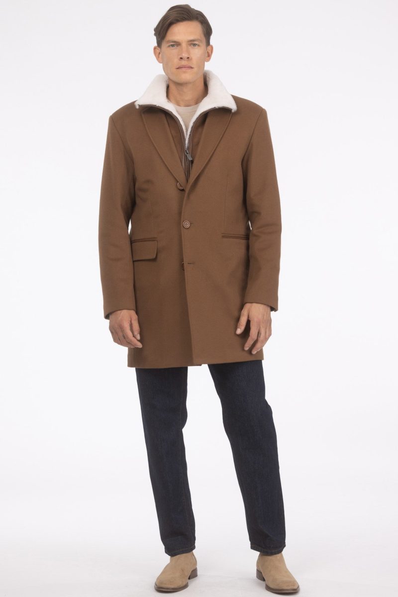 gorski men s loro piana wool short coat with merino shearling lamb trim shop2 25pu100303291