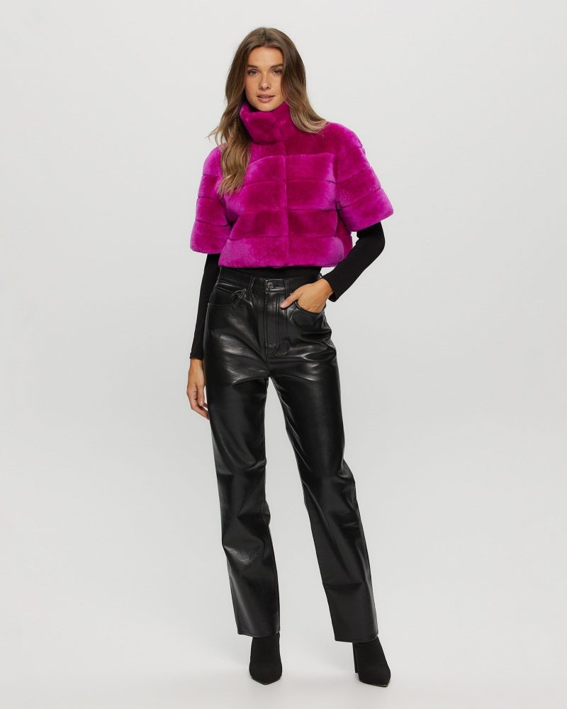 gorski reversible shearling lamb bolero with cropped sleeves shop1 25pu10800r0670