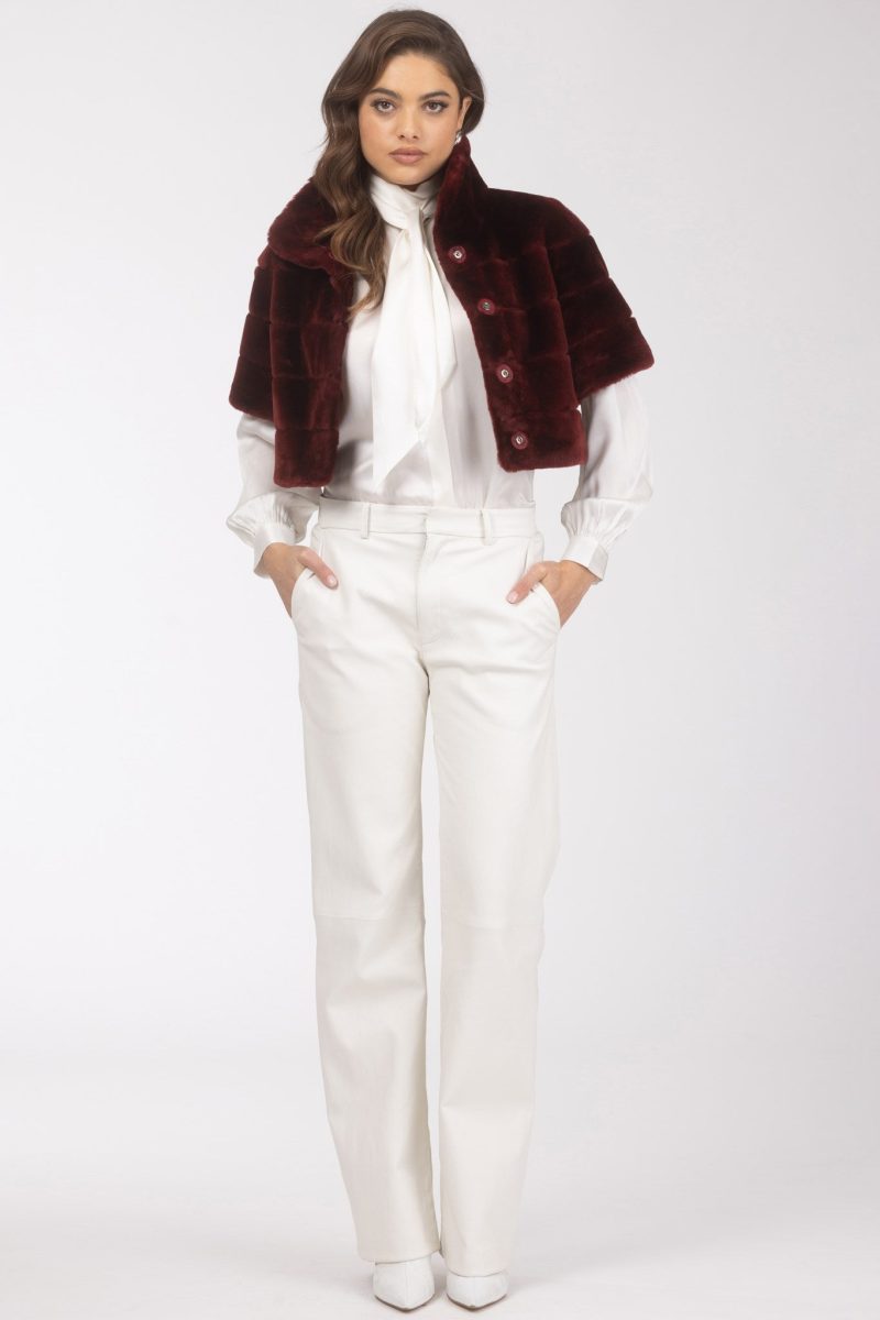 gorski reversible shearling lamb bolero with cropped sleeves shop1 25pu10800r3105