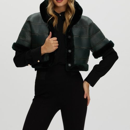 gorski reversible shearling lamb bolero with cropped sleeves shop10 25pu10800r0467