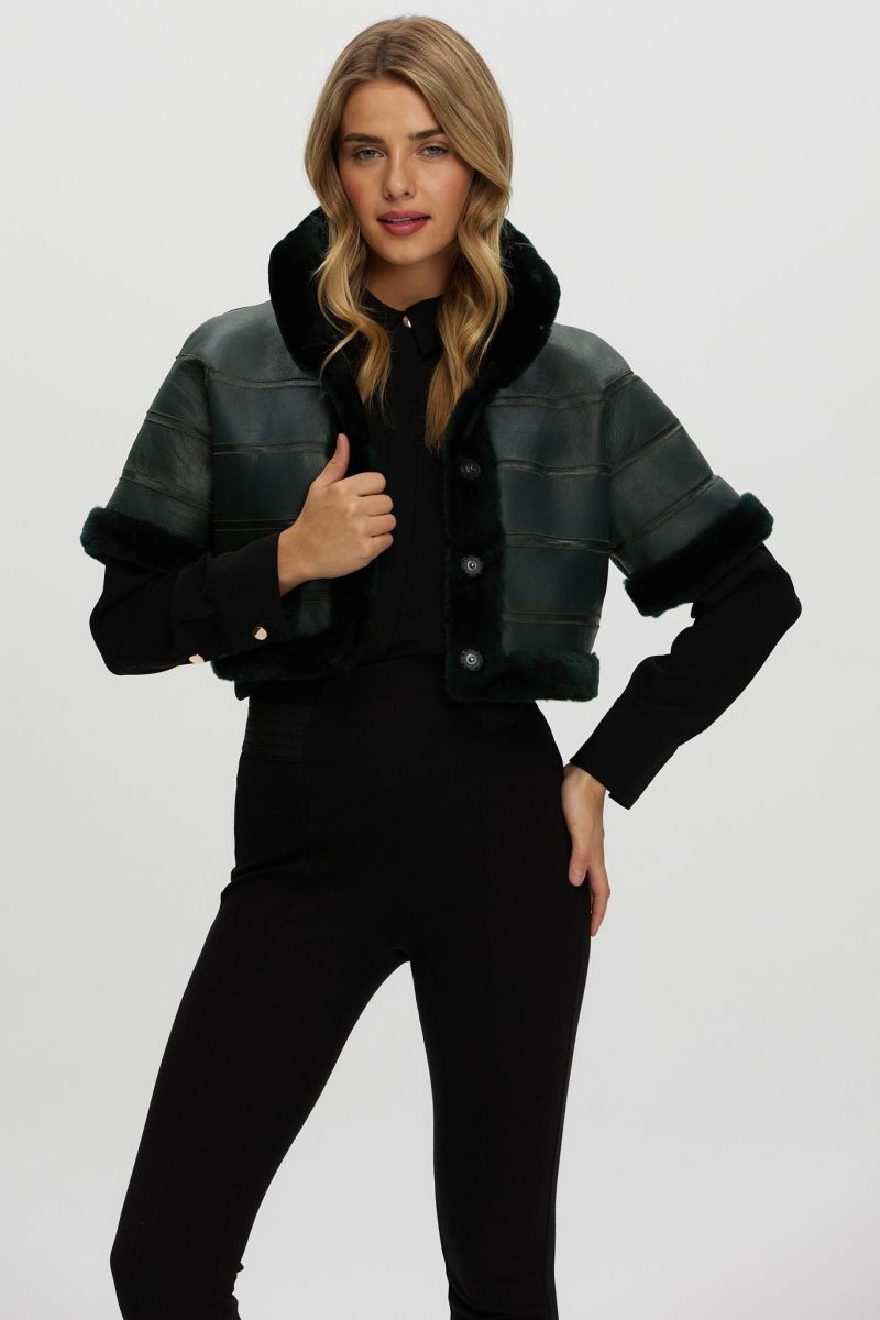 gorski reversible shearling lamb bolero with cropped sleeves shop10 25pu10800r0467