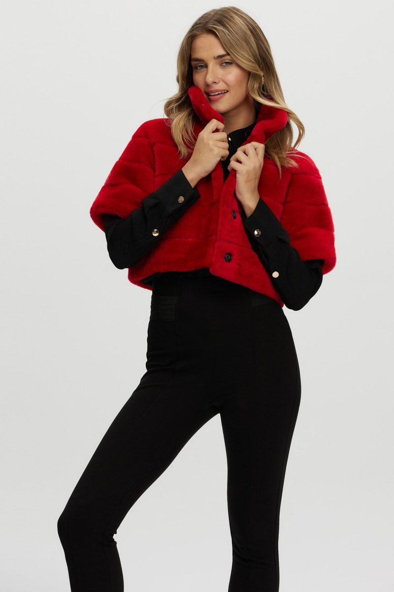 gorski reversible shearling lamb bolero with cropped sleeves shop10 25pu10800r0753