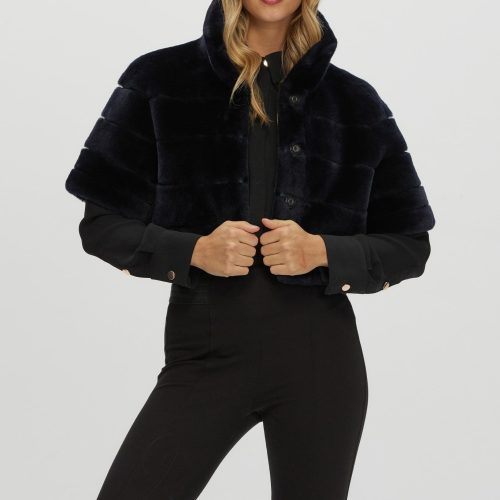 gorski reversible shearling lamb bolero with cropped sleeves shop11 25pu10800r0225