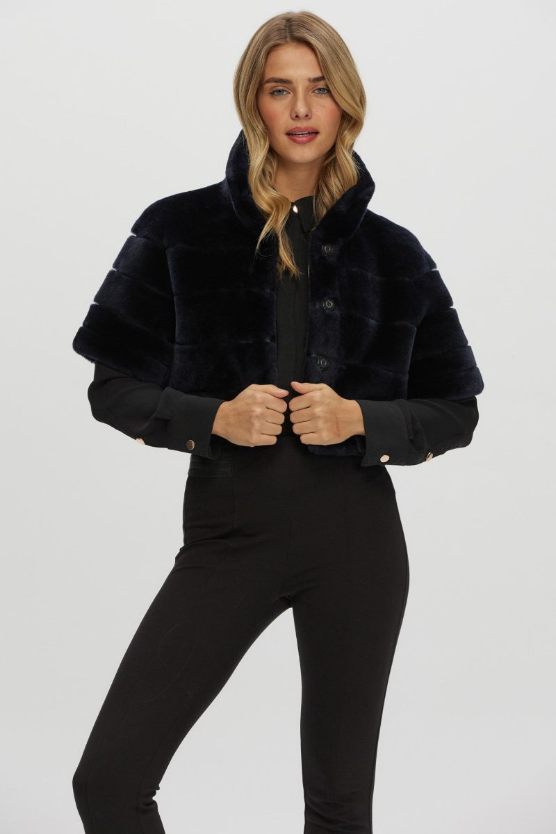 gorski reversible shearling lamb bolero with cropped sleeves shop11 25pu10800r0225