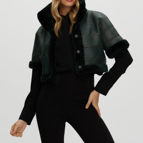 gorski reversible shearling lamb bolero with cropped sleeves shop11 25pu10800r0467