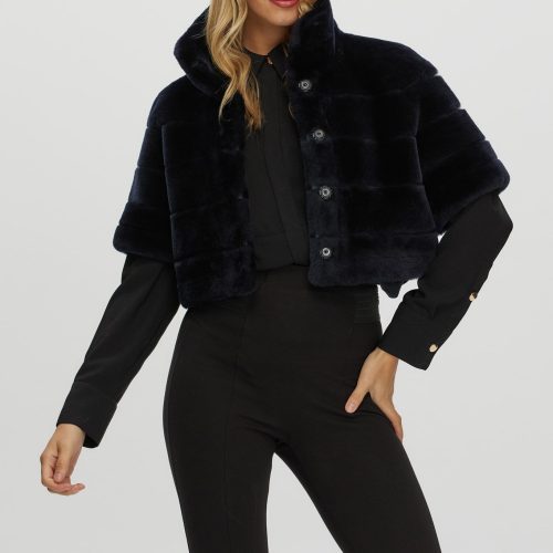 gorski reversible shearling lamb bolero with cropped sleeves shop12 25pu10800r0225