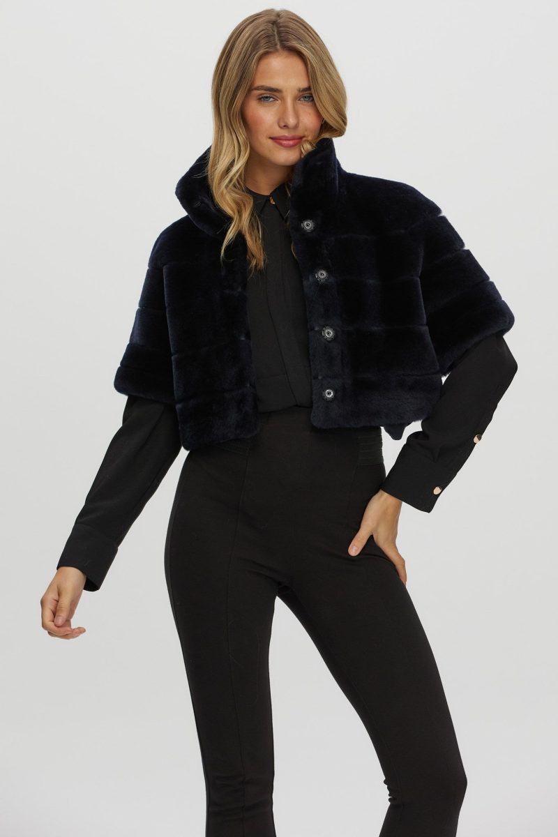 gorski reversible shearling lamb bolero with cropped sleeves shop12 25pu10800r0225