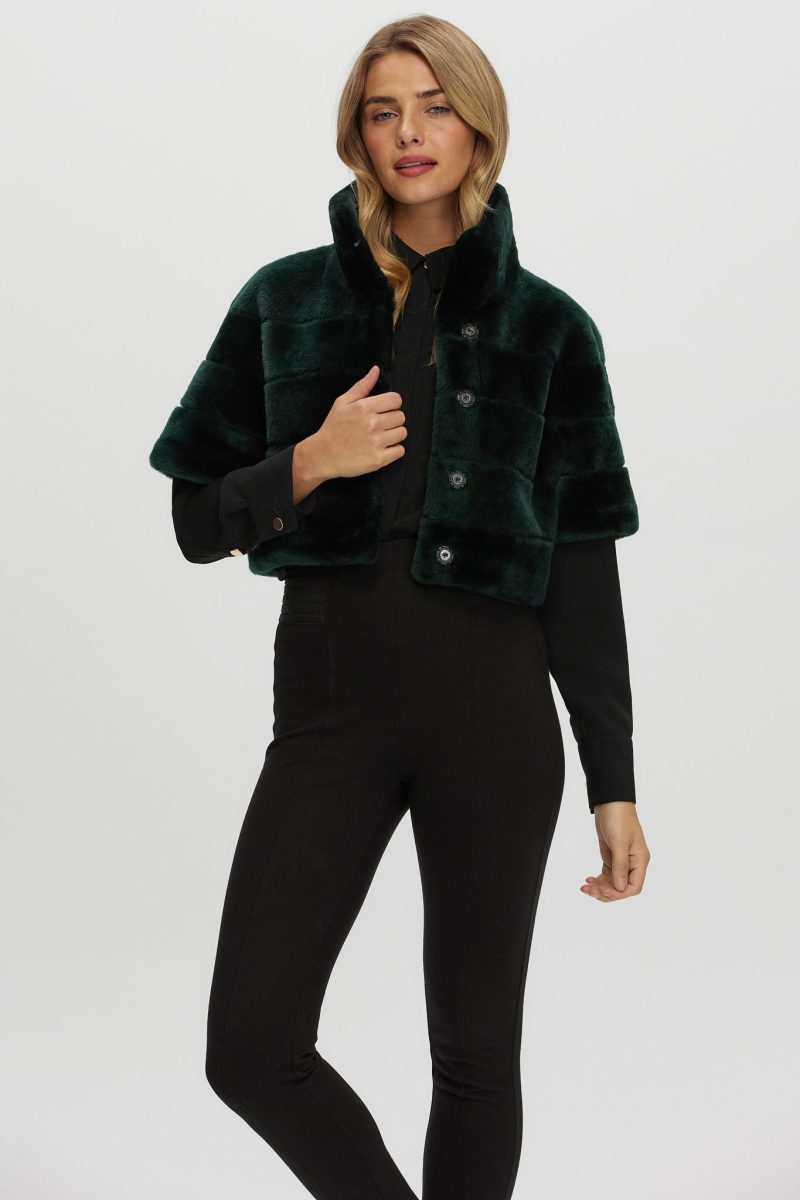 gorski reversible shearling lamb bolero with cropped sleeves shop13 25pu10800r0467