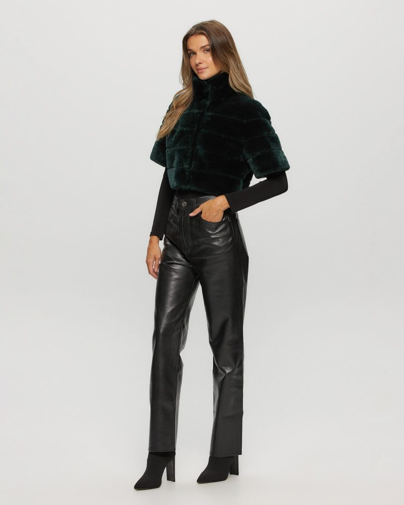 gorski reversible shearling lamb bolero with cropped sleeves shop2 25pu10800r0467