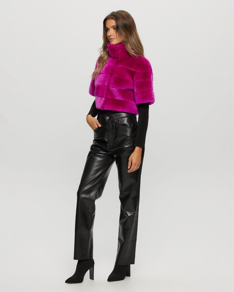 gorski reversible shearling lamb bolero with cropped sleeves shop2 25pu10800r0670