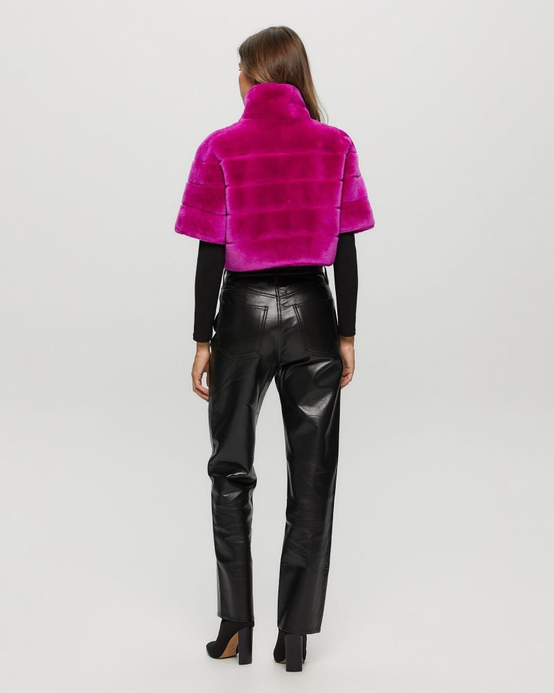 gorski reversible shearling lamb bolero with cropped sleeves shop3 25pu10800r0670