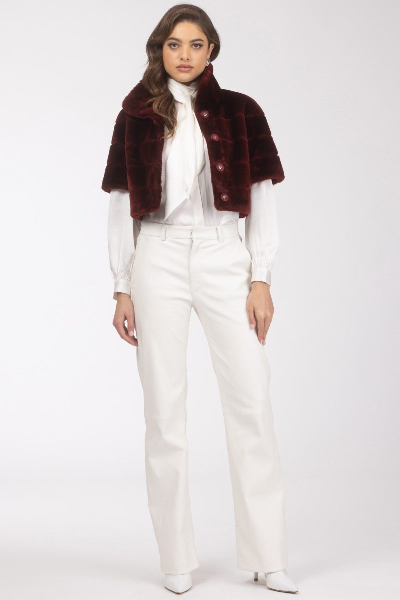 gorski reversible shearling lamb bolero with cropped sleeves shop3 25pu10800r3105