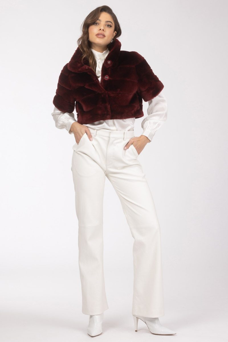 gorski reversible shearling lamb bolero with cropped sleeves shop4 25pu10800r3105