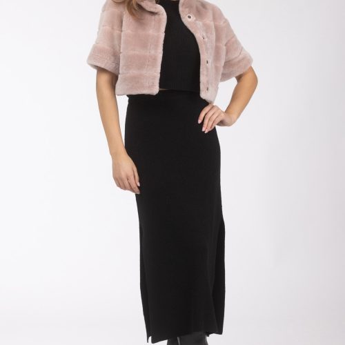 gorski reversible shearling lamb bolero with cropped sleeves shop5 25pu10800r2910