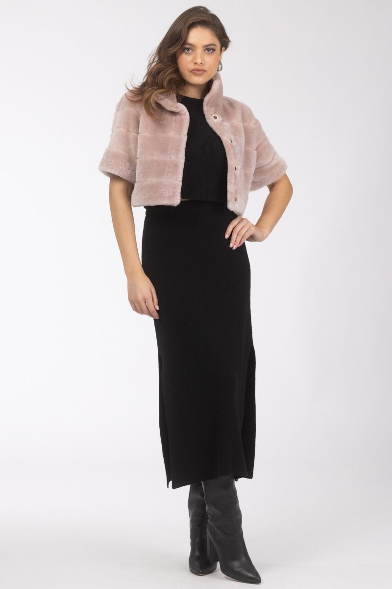 gorski reversible shearling lamb bolero with cropped sleeves shop5 25pu10800r2910