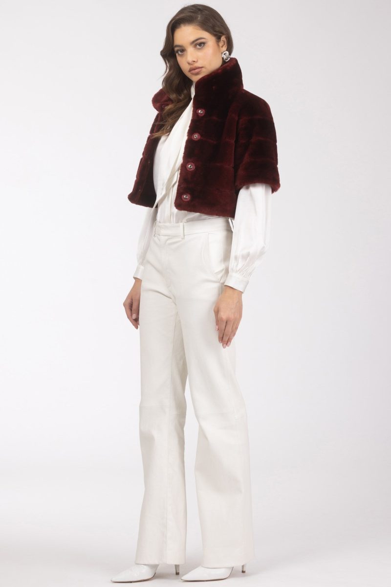 gorski reversible shearling lamb bolero with cropped sleeves shop5 25pu10800r3105