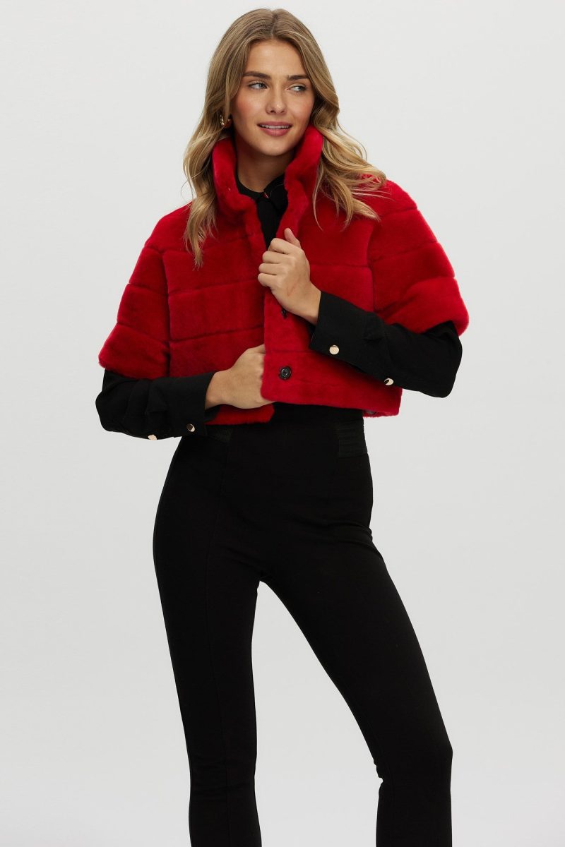 gorski reversible shearling lamb bolero with cropped sleeves shop9 25pu10800r0753