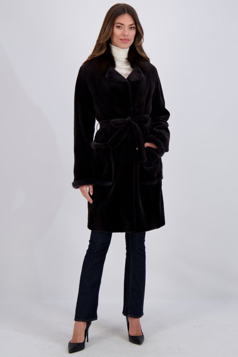 gorski sheared mink short coat with sable collar belt shop1 td461380