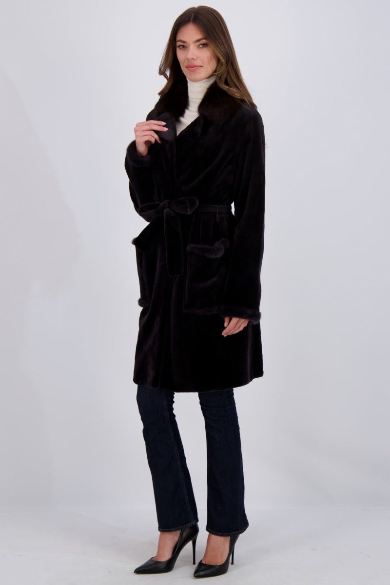 gorski sheared mink short coat with sable collar belt shop3 td461380