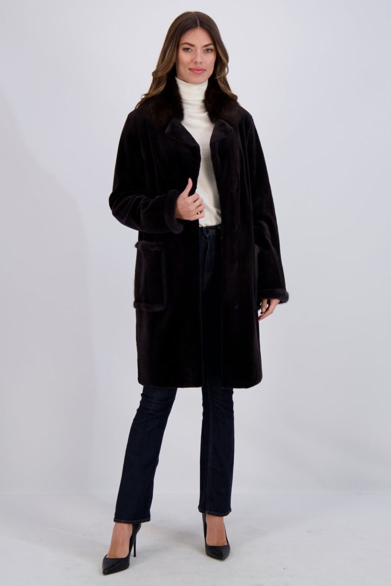 gorski sheared mink short coat with sable collar belt shop5 td461380