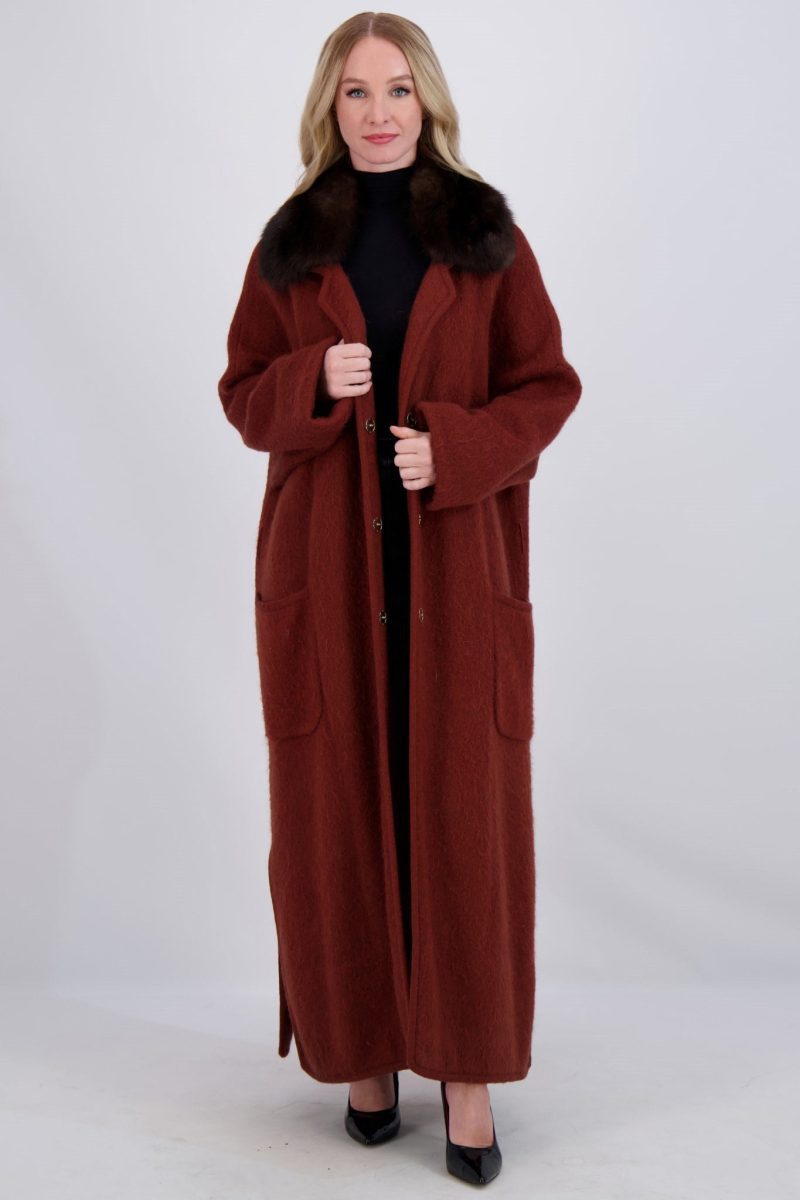 gorski wool short coat with sable collar shop2 td523012